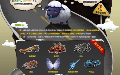 qq飞车绵羊能开出什么[图1]